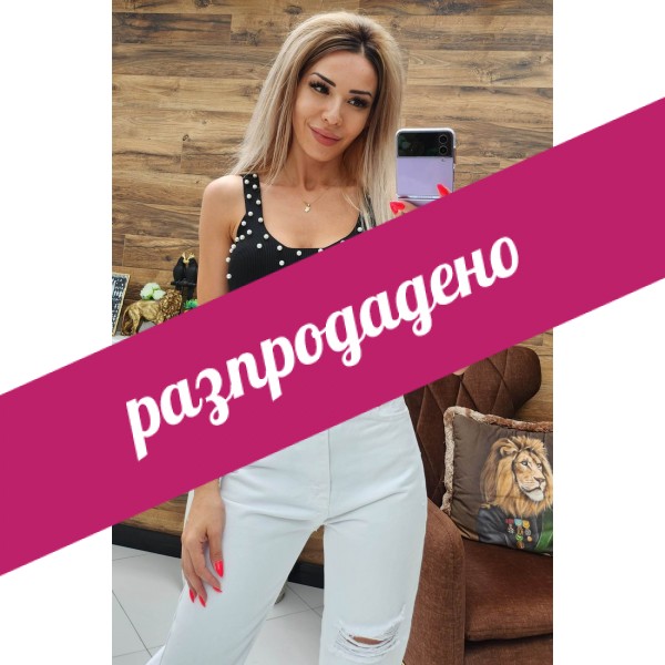 топ с перли черен